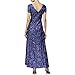 Alex Evenings Women's Long A-Line Rosette Dress, Violet, 16P