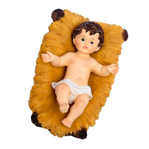 YUGSHNKFC Figurine De Crèche en Résine avec Bébé dans La Crèche Décoration De Noël pour La Maison Petites Statues De Crèche