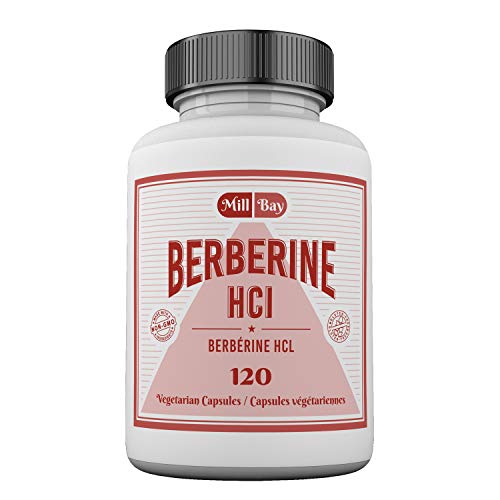 Mill Bay Berberine HCL Supplement (Made in Canada) - 120 Capsules (250mg) – For Healthy Glucose Metabolism and Cardiovascular Health