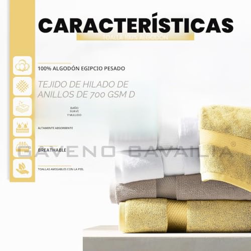 Toallas de baño grandes de 90 x 140 cm GC Gaveno Cavailia, juego de algodón egipcio ocre 3