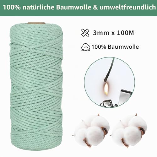 BUCOMTU Makramee Garn Set 3mm 3x300m Naturtöne – Bild 3