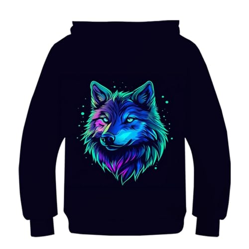 Sweat à capuche imprimé 3D enfants Côté Loup pull chaud 9-11Y - 2