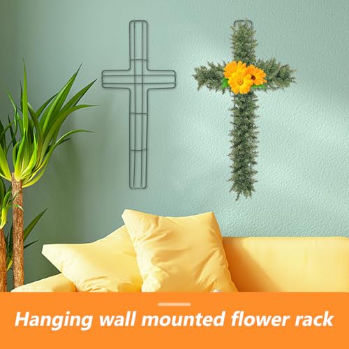 Operitacx Wire Wreath Frame for Easter, 2Pcs Cross Shaped Wreath Form for Crafts Floral Decorations on Easter, Weddings, Christmas Home Party Celebrations - Thumbnail 4