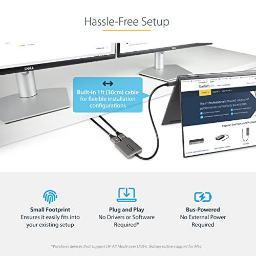 Image of StarTech USB-C Multi-Monitor MST Hub, Dual 4K 60Hz HDMI, HDR, Windows Only