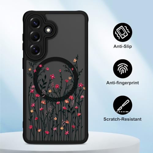Coque Samsung Galaxy S26 MagSafe transparente à fleurs florales en TPU - 5