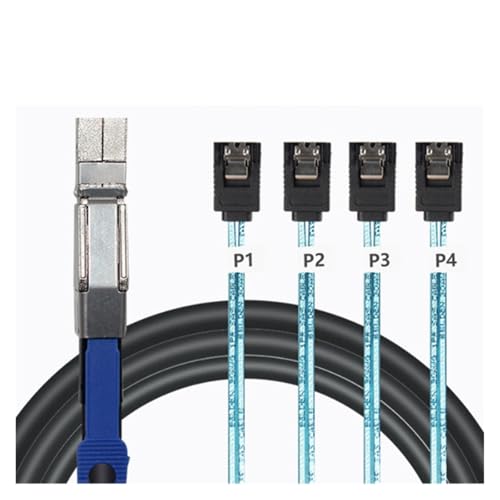 Cable SAS HD SFF8644 a 4 SATA 7Pin 1m miniatura 5