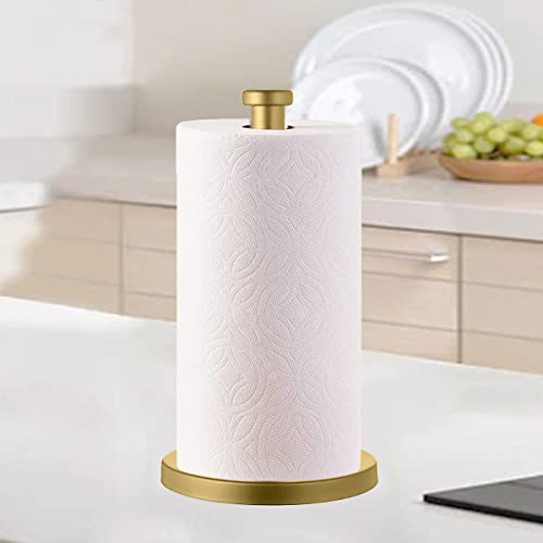 27Hzys Standing Gold Paper Towel Holder, Kitchen Paper Towel Roll Holder- For Bathroom Kitchen Countertop, Standard Or Jumbo-Sized Roll Holder (Brushed Gold)………… #TOP2