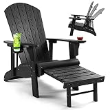 Leteuke Adirondack Chair with Adjustable Backrest (100°, 110°, 130°), Oversized Adirondack Chair wit