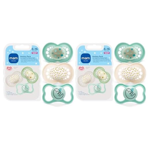 MAM Variety Pack Baby Pacifier, Includes 3 Types of Pacifiers, Nipple Shape Helps Promote Healthy Oral Development, 6 Pack, 6-16 Months, Unisex
