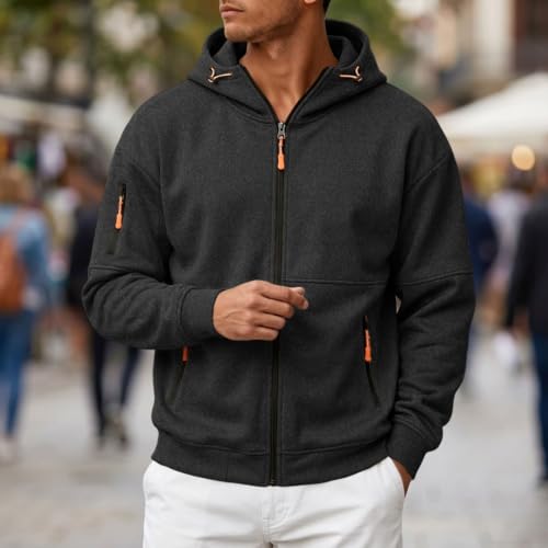 Mens Zip Up Hoodie Tactical Hoodie Sweatshirt with Hood Sweat Shirt - image 2