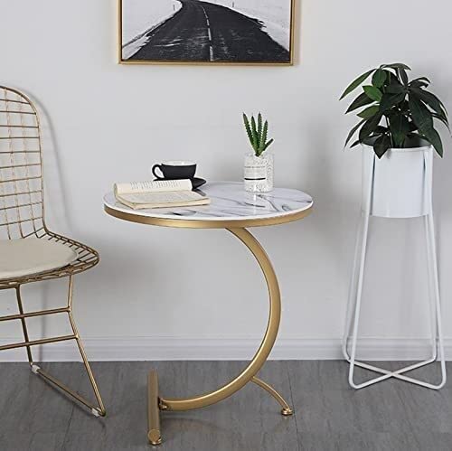 Table basse canapé compacte en métal blanc avec plateau de 55cm - 6