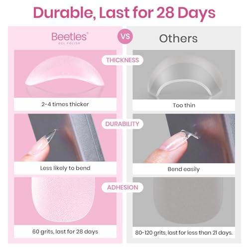 Gelab cosmetics LLC Beetles Medium Almond Nail Tips 576pcs 12 Sizes, Pre-Etched Soft Gel Nail Tips Half Matte Full Cover Press on False Nail Tips Clear Acrylic Nails Glue on Nails DIY Nail Extension