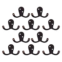 Design House Coat Hooks, Double Prong Hooks, Wall-Mounted, Steel Construction, Bath Robe & Towel Hooks, Oil Rubbed Bronze, 5-Pack, 2.86 in. W x 1.65 in. H x 0.98 in. D, 207738