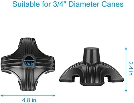 supregear Heavy Duty Rubber Ferrules for Walking Sticks - 19mm Self Standing Quad Base for Offset Quad Pod or Tripod Canes - Non-Slip Stable Replacement Feet for Folding Cane, Walking Cane, Crutches