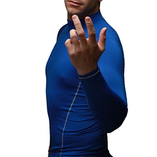 JustOneStyle New 039 Skin Tight Compression Base Layer Blue Running Shirt Mens S - 2XL (2XL)