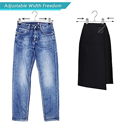 Cimlord 50 Pack Black Wire Pants Hanger With Clips, Heavy Duty Wire Metal Skirt Hangers, Space Saving Pants Hangers For Clothes Organizer, Chrome Hook Adjustable Clothing Hanger #TOP3