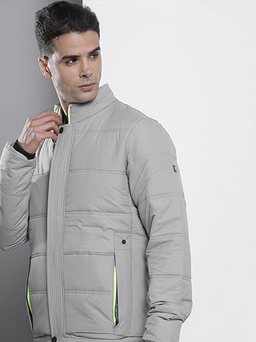 Image of The Indian Garage Co Men Slim Fit Solid Puffer Jackets