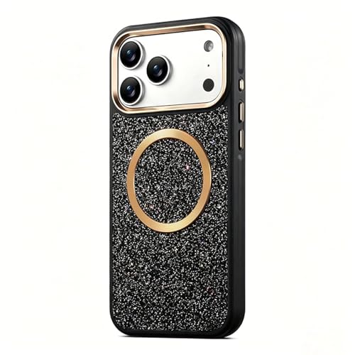 Housse cuir iPhone 17 Pro noire scintillante pour sécuriser votre objectif au quotidien