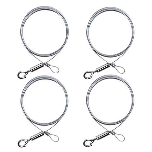 Mukum 4 Piezas Cable Para Colgar En La Foto - Cable De Acero Inoxidable 1.5 Mm×2 m Ajustable Con Lazo y Gancho Cuerda De Alta Resistencia Para Accesorios De Iluminación/Lámparas Soporta Hasta 30 Kg