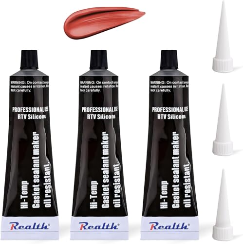 Realth Silicone Gasket Maker 3 Pack High Temperature RTV 3.53 Oz (100g) Ultra Red Oil Resistance Sealant High Strength Flange Sealing for Automotive Motorbike Machine Equipment Repairing(SG213)