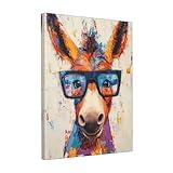Graffiti Donkey Canvas Wall Art Colorful Banksy Donkey Pictures Pop Art Painting Funny Donkeys Prints Modern Animal Artwork for Bathroom Living Room Bedroom Office Framed Wall Decor 12'x16'