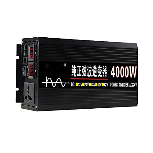 Inversor De Onda Sinusoidal Pura, DC 12V / 24V / 48V / 60V A AC 220V Convertidor De Voltaje, 1600W 2000W 3000W 4000W Transformador De Voltaje Inversor De EnergíA Solar,Ultra Silencioso,4000W-12V