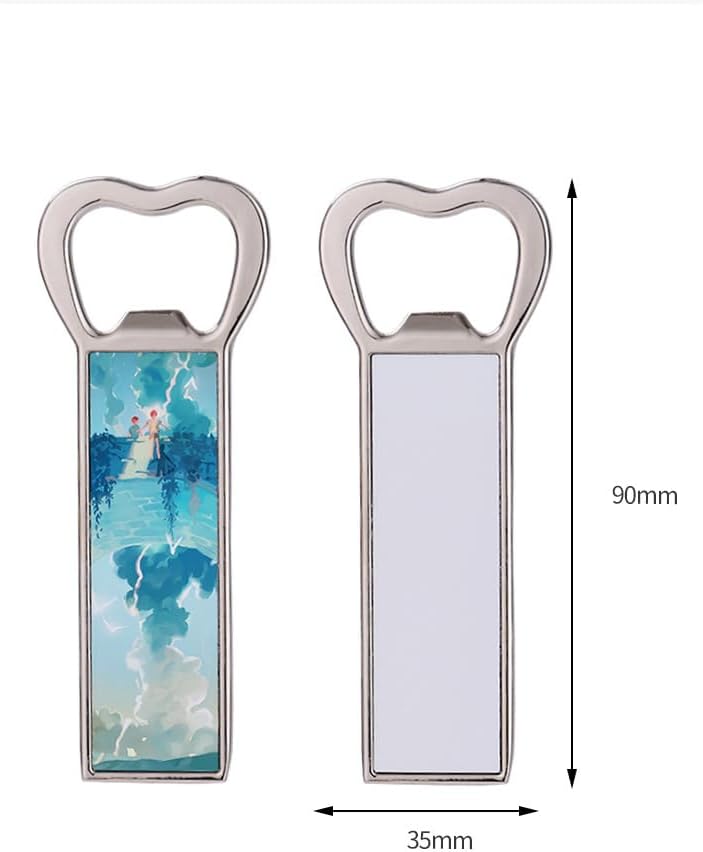 30 Pcs Sublimation Blank Metal Bottle Opener With Fridge Magnet DIY Heat Transfer Print Beer Bottle Opener Metal Refrigerator Magnet for Wedding Party Bar Kitchen Restaurant image 3