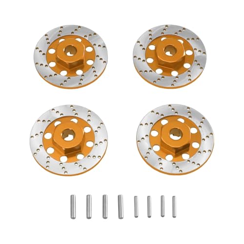 for MJX for Rlaarlo for Wltoys for MN 1/12 1/14 1/16 4PCS Metal Brake Disc Wheel Rim Box Metal Hex Adapter 12mm GT Flat Run Climbing RC RC Car Toys Parts(Brass)
