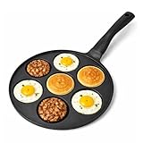 joeji's Kitchen Sarten Tortitas Crepes de 7 Agujeros 26.5cm - Frigideira Panquecas - Molde Crepes Antiadherente - Induccion Compatible - Fácil de limpiar - Perfecto para huevos tortillas y más