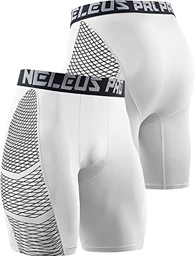 Neleus Men's Compression Shorts 3 Pack Quick Dry Athletic Running Shorts,6086,Black/Grey/White,2Xl #TOP3