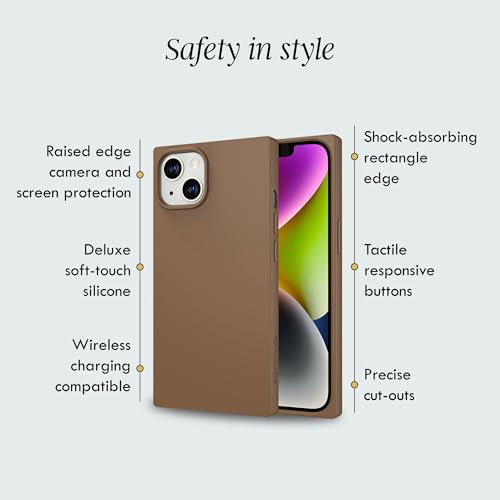 Image of COCOMII Rectangle for iPhone 14 Plus /15 Plus Case, Matte Brown Silicone