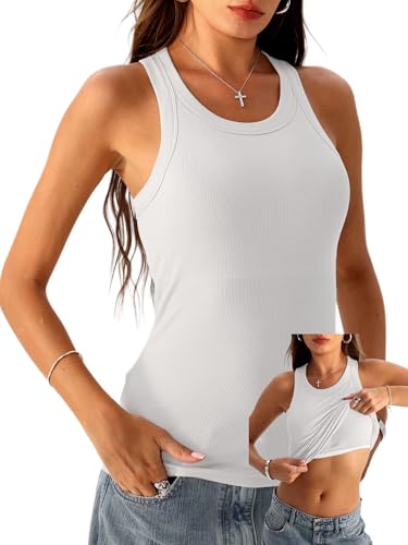Danysu Summer Tank Tops for Women High Neck Beach Vacation Slim Fit Shirts 2025 Trendy Sexy Camisole Angel White Large