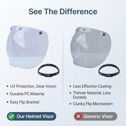 Visière à bulles jaune pour casque jet, pare-brise moto rétro pour balade urbaine - 5