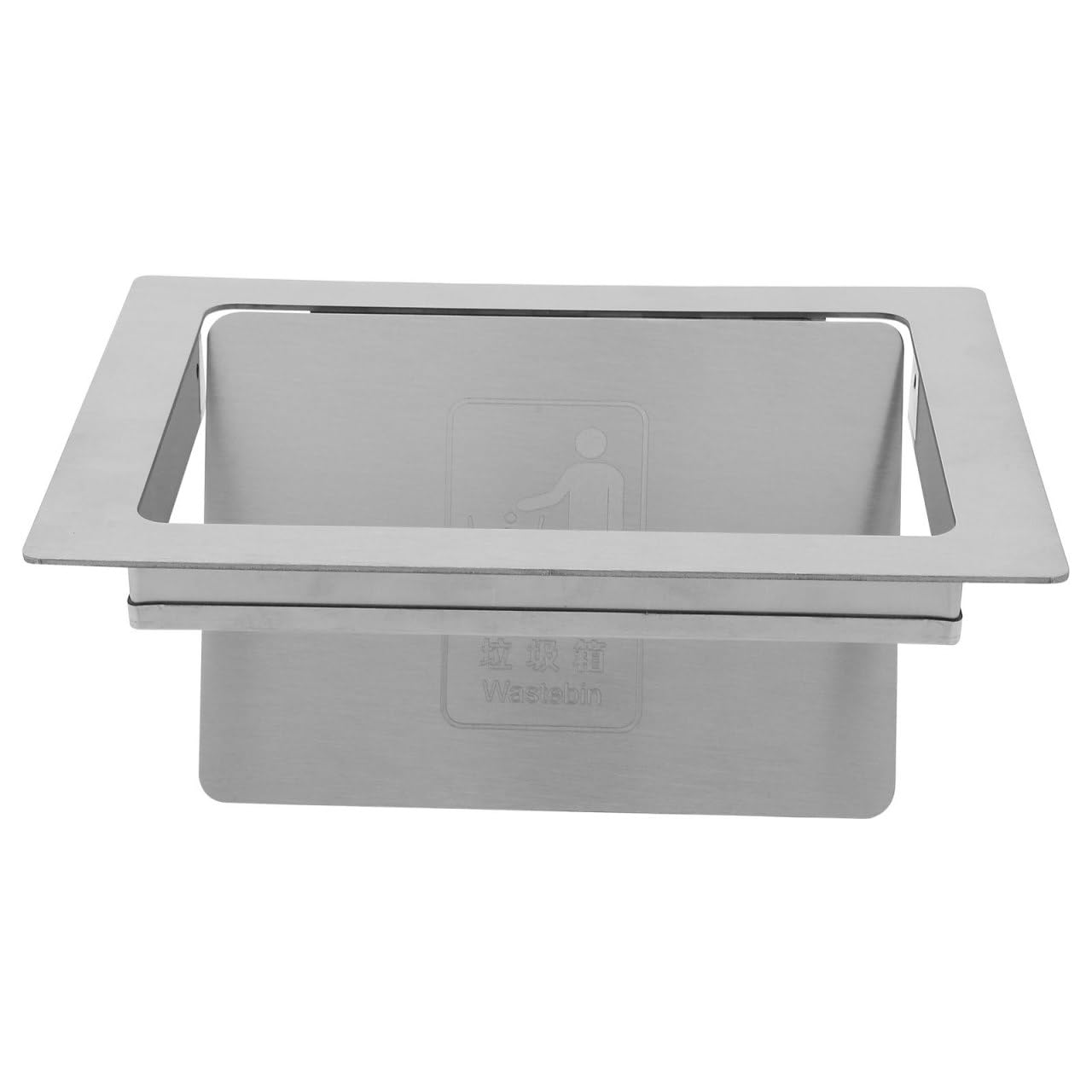 Couvercle de poubelle encastrable en acier inoxydable argenté rectangulaire pour cuisine