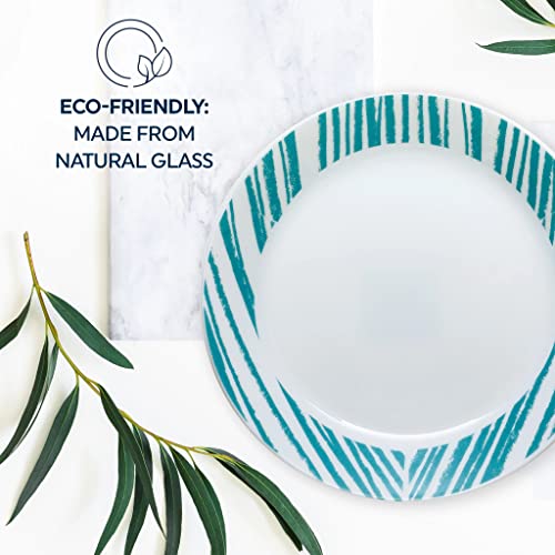 Corelle Everyday Expressions 12-Pc Dinnerware Set, Service For 4, Durable And Eco-Friendly, Higher Rim Glass Plate & Bowl Set, Microwave And Dishwasher Safe, Geometrica #TOP5