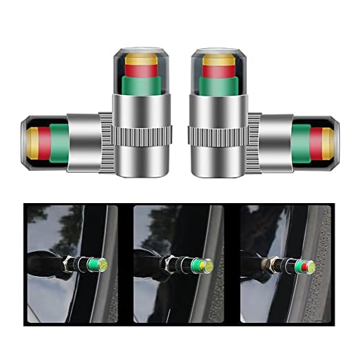 Senvenelec 4 Pcs Nueva actualización válvula de monitoreo de presión de neumáticos con núcleo de Cobre, válvula presión neumáticos, para Comprobar la presión de los neumáticos del Coche - 3 Colores