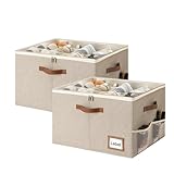 StorageWorks Shoe Oragnizer for Closet, 2 Pack Shoe Storage Cubes Holds Up to 16 Pairs, Space Saving Storage Boxes with Lid and Hanldes, Taupe