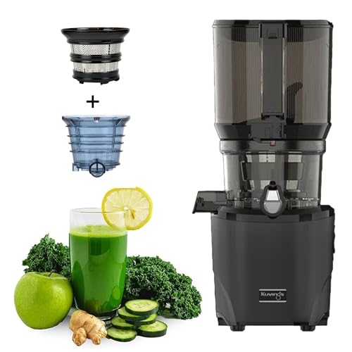 Image of Kuvings AUTO10 Black Cold Press Juicer with Smoothie & Sorbet Attachment, New Launch, Ultimate Hands-Free Whole Slow Juicer, Just Load Ingredients & Extract Juice, Auto Cutting, 12 Years Warranty