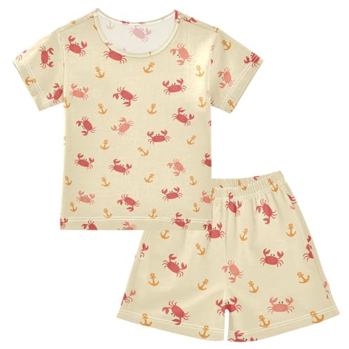 Cute Tiny Red Crabs Summer Cute Pajama Sets, Short Sets for Daily Wears and Sleep Wears