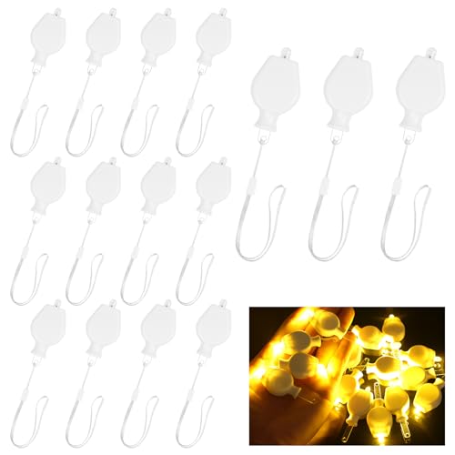 URAQT 15PCS Mini Lampes LED pour Lanterne, LED Ballons Lampes pour Lanterne Papier, Écoration Lumineuse Blanc Chaud avec Cordon de Suspension pour Halloween...