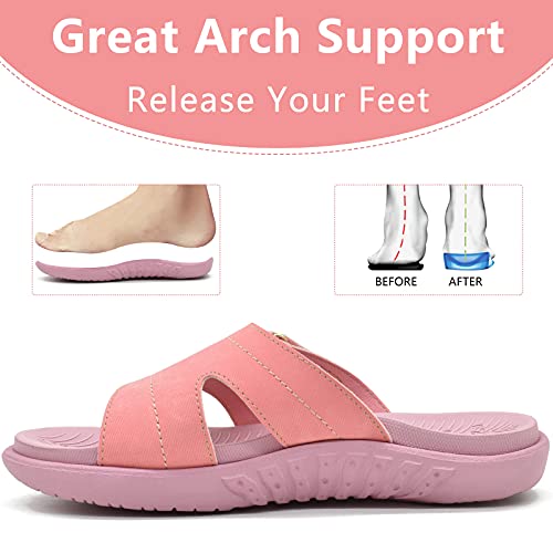 Image of KuaiLu Womens Fashion Orthotic Slides Ladies Athletic Yoga Mat Memory Foam Walking Sandals Thick Cushion Recovery Summer Beach Slippers Comfortable Plantar Fasciitis Arch Support