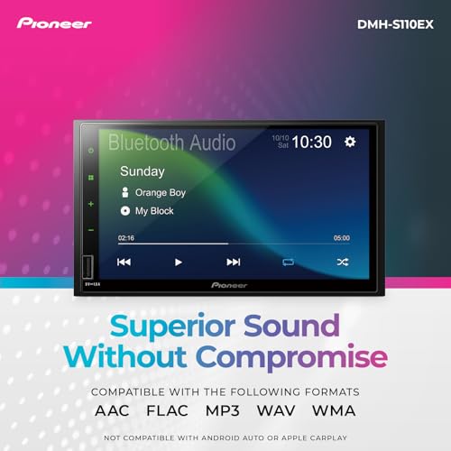Image of Pioneer DMH-S110EX 7 inch Double-Din Digital Multimedia Receiver - Built in Bluetooth, Smartphone Integration, Touchscreen, Rear Camera Input