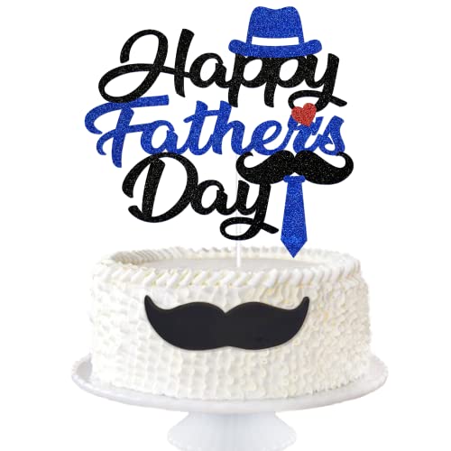 Glittery Happy Father's Day Cake Topper Happy Fathers Day Cake Topper Double-Sided Fathers Day Cake Decorations Fathers Day Decorations For Party Supplies #TOP11