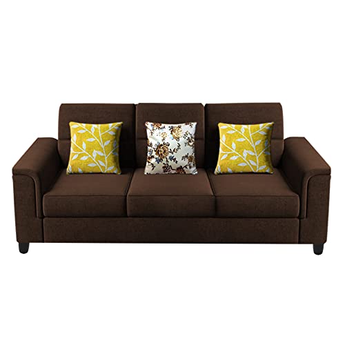 Image of Braxton Stacy 3 Seater Sofa Set for Living Room | Color - Brown