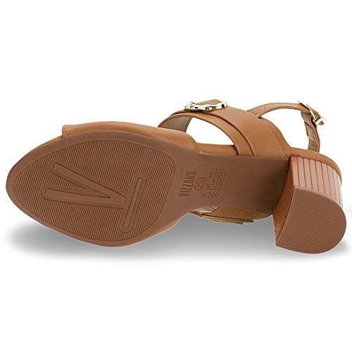 Sandália Feminina Salto Médio Vizzano Camel - 6375306
