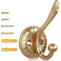 Vicycmc Antique Brass Heavy Duty Wall Hooks – 6 Pack Rustic Coat Hooks for Hanging Coats,Robes,Bags,Hats,Wall Mounted with Includes Two Types of Installation Screws TYD+YD