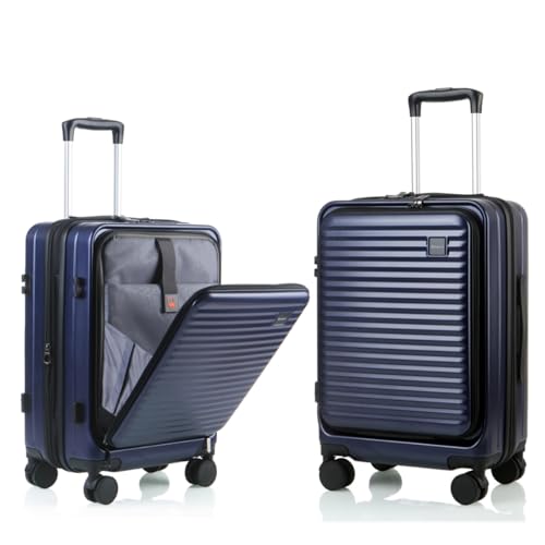 Kmvazcd Carry On Luggage Airline Approved, 20 Inch Expandable PC Hardside Lightweight Suitcases with Spinner Wheels and TSA Lock (Dark Blue, 20 Inch)