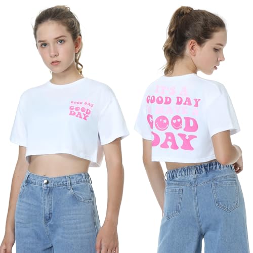 Mebius Girls Toddler Graphic Tees T Shirts Letter Print Summer Casual Short Sleeve Crewneck Preppy Cute Top 3T-12Y2