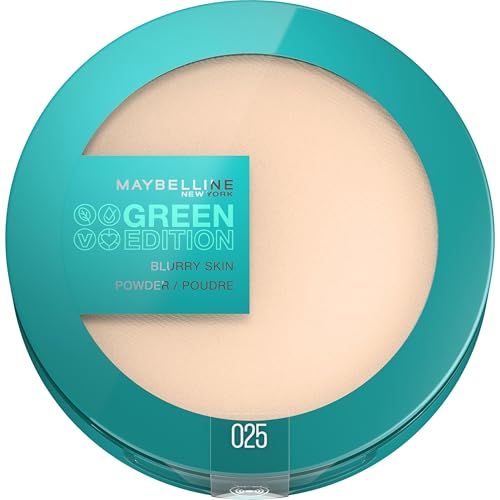 Maybelline New York - Poudre de Teint Matifiante - Enrichie en Beurre de Mangue Fouetté - 97% d'Ingrédients d'Origine Naturelle - Blurry Skin Green Edition - Teinte : 025 - Contenance : 9g