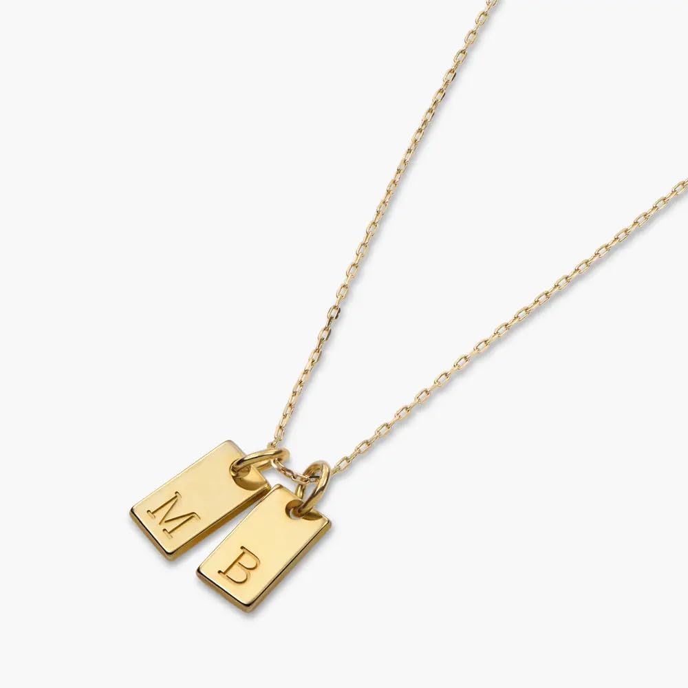 OAK & LUNA - Personalized Willow Tag Initial Necklace with Diamond Option - Dainty Gift for Her, Woman - Custom Jewelry for Christmas, Mother's Day